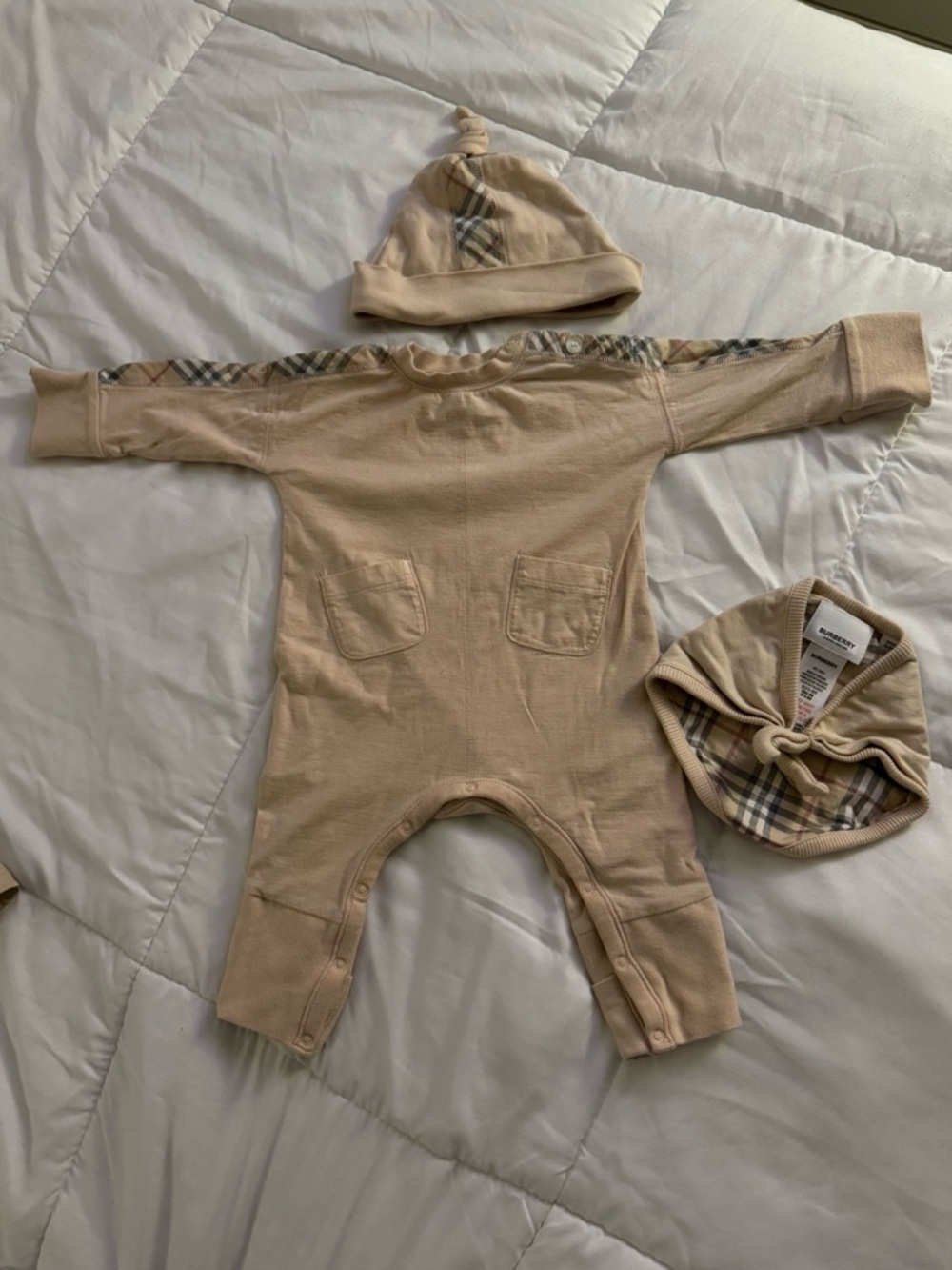 Burberry 3 piece sleeper set for baby